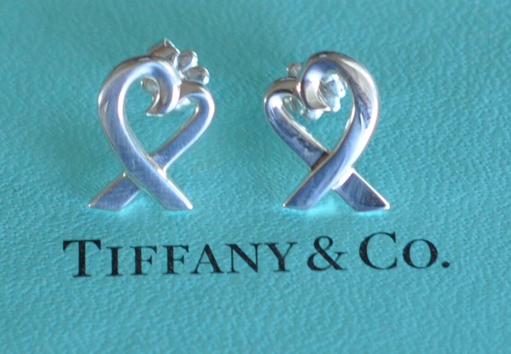 Tiffany & Co Paloma Picasso Loving Heart  Earrings Sterling Silver 925 Medium