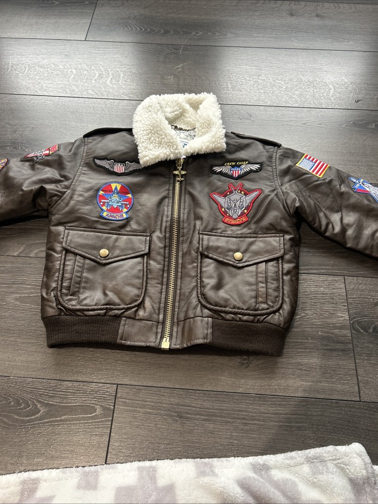Flight Line Air Gear  Boys Aviation Bomber Jacket W/ Patches Size 7