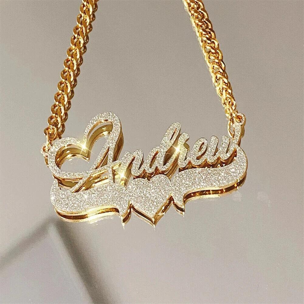 Customized Name Stainless Steel Necklace Jewelry Cuban Chain Fashion Women Gold