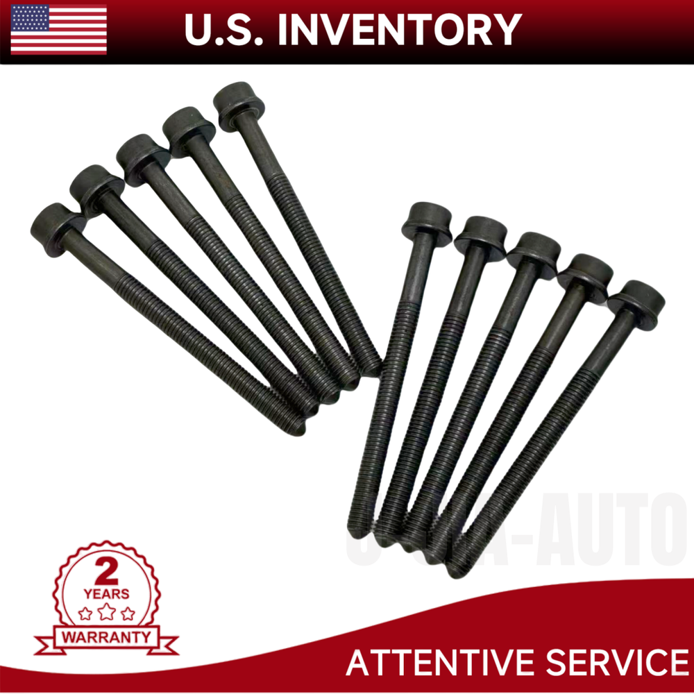 10X Engine Cylinder Head Bolts For VW Jetta AUDI A3 A6 1.8T 2.0T WHT005305B