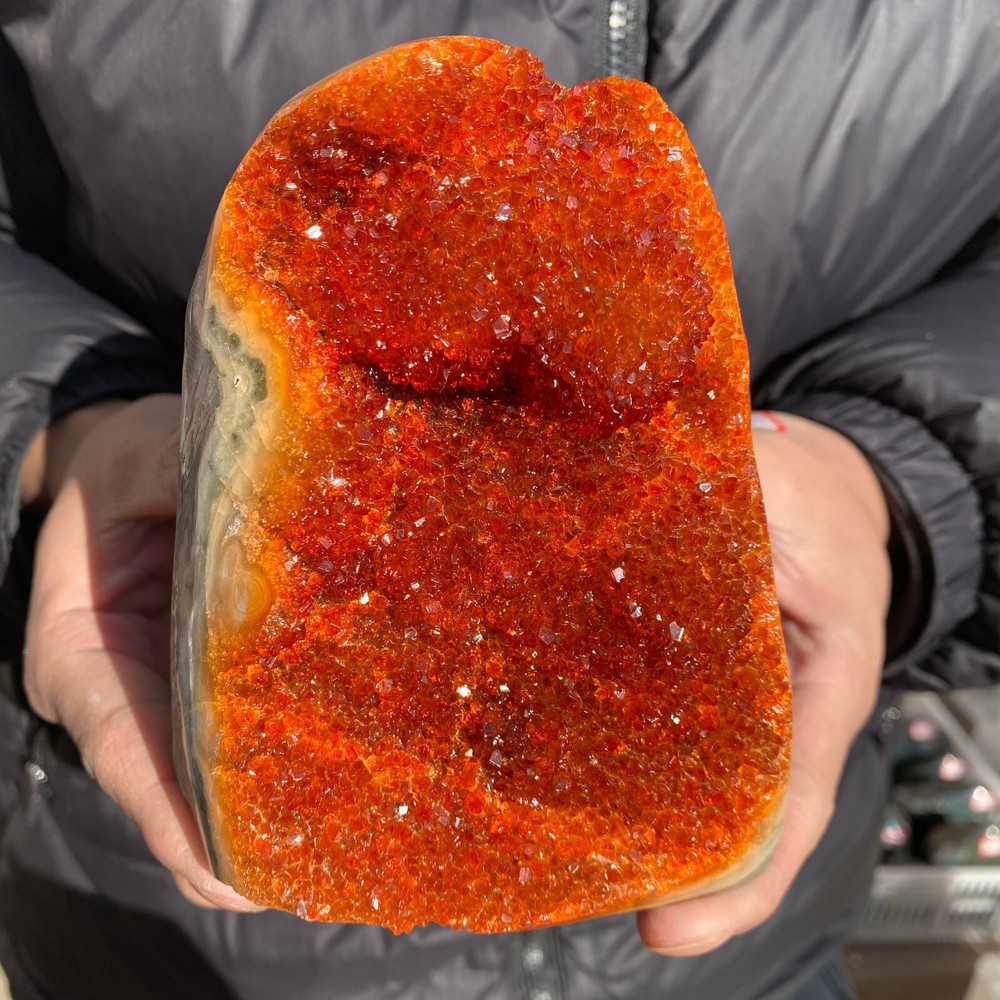 2.9LB Natural Citrine Geode Quartz Cluster Crystal Cathedral Healing Specimen