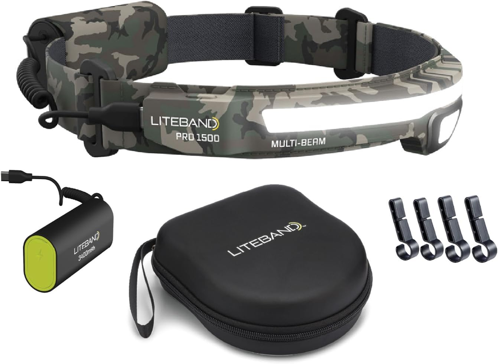 Liteband Multi-Beam Personal LED Headlamp (Camo, 1500 Lumen Bundles)