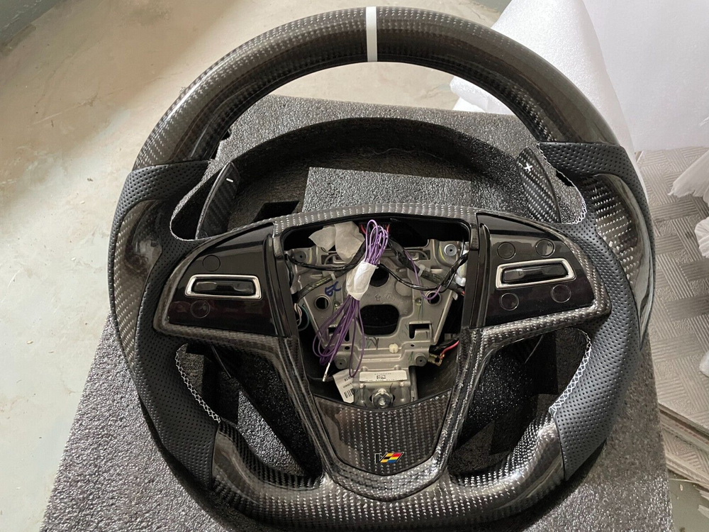 100% Real Carbon Fiber Steering Wheel for Cadillac ATS CTS 2013-2019 with Paddles