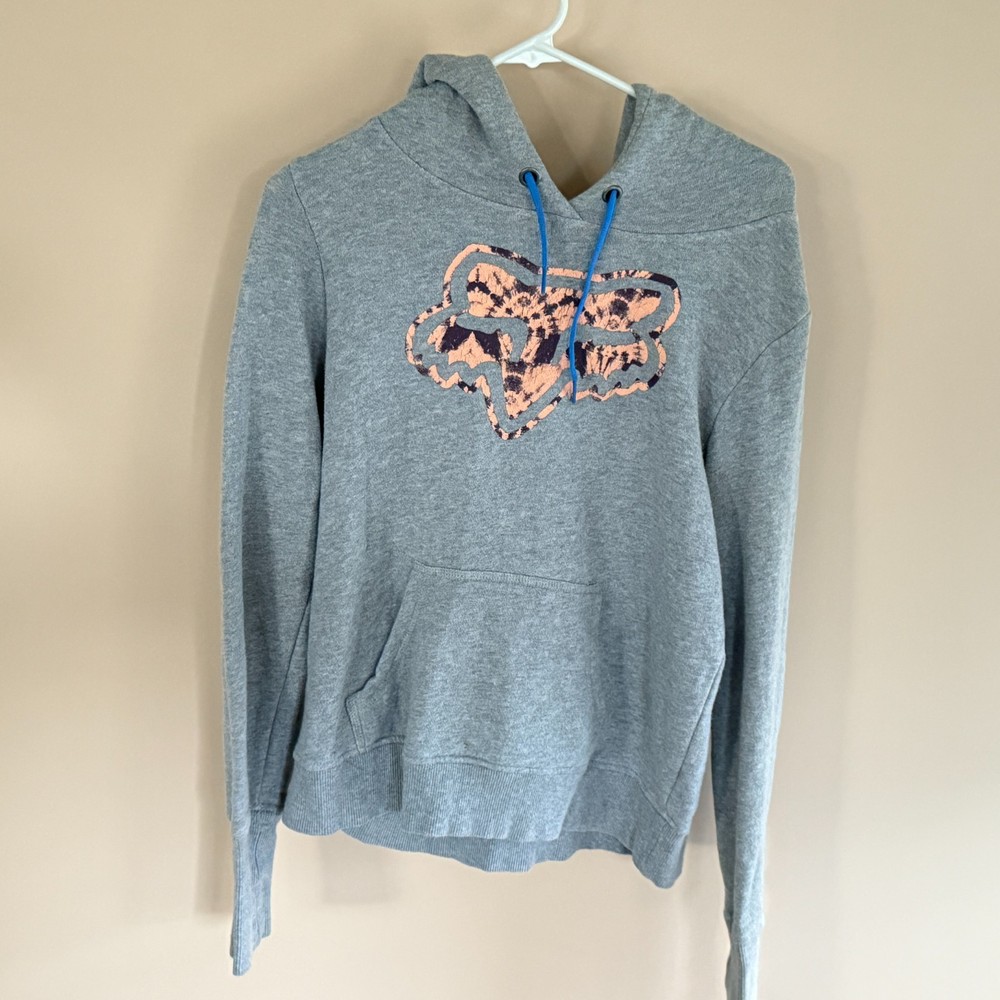 Fox Racing Pink Camo Logo Hoodie Hoody Grey Pullover Women's Size Medium M