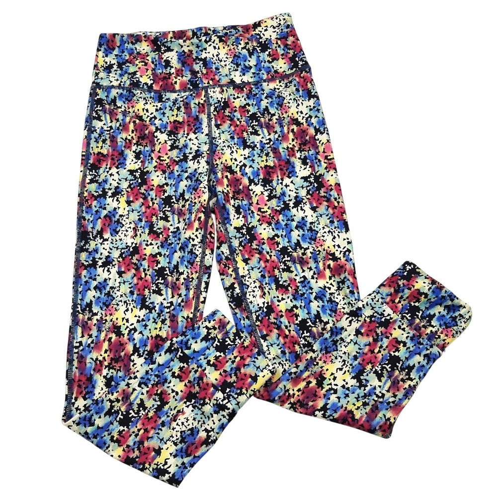 Jones New York Women Abstract Stream Sports Workout 7/8 Crop Leggings Size M