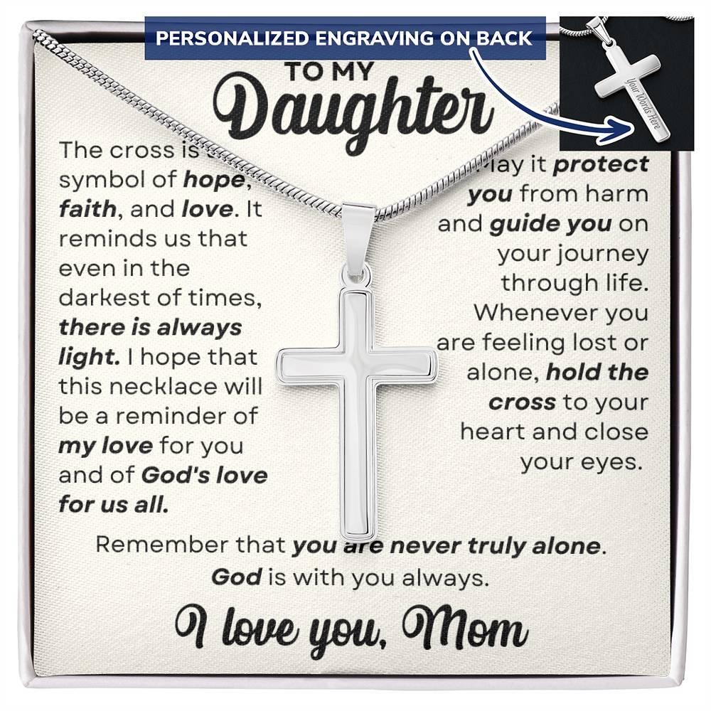 Daughter Faith Engraved Cross Necklace