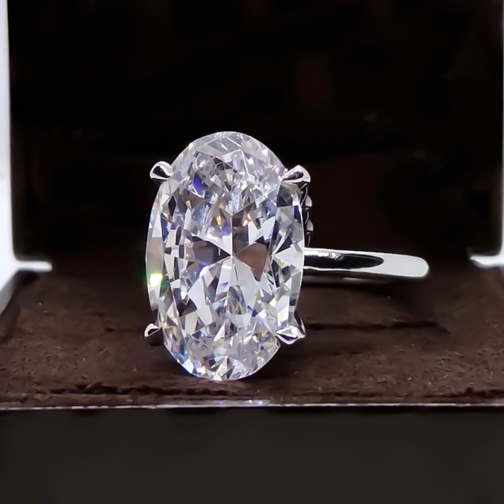 5.20 Ct Oval White Diamond Solitaire Ring Timeless Gift for Anniversary