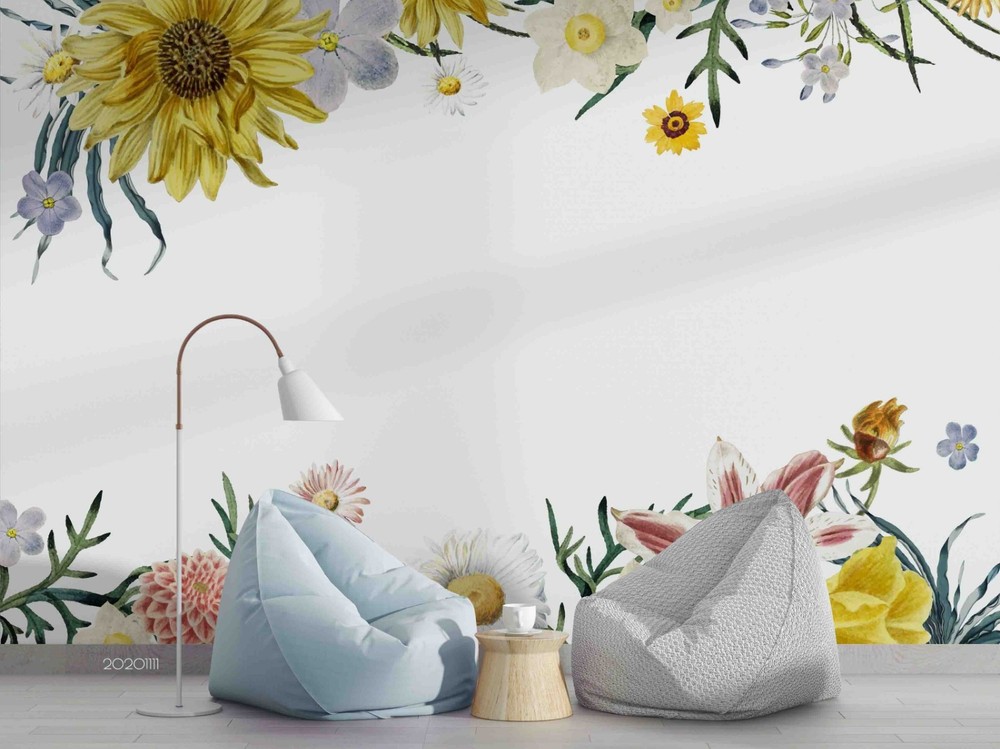 3D Flower Flora Watercolor Wall Murals Wallpaper Murals Wall Sticker 2