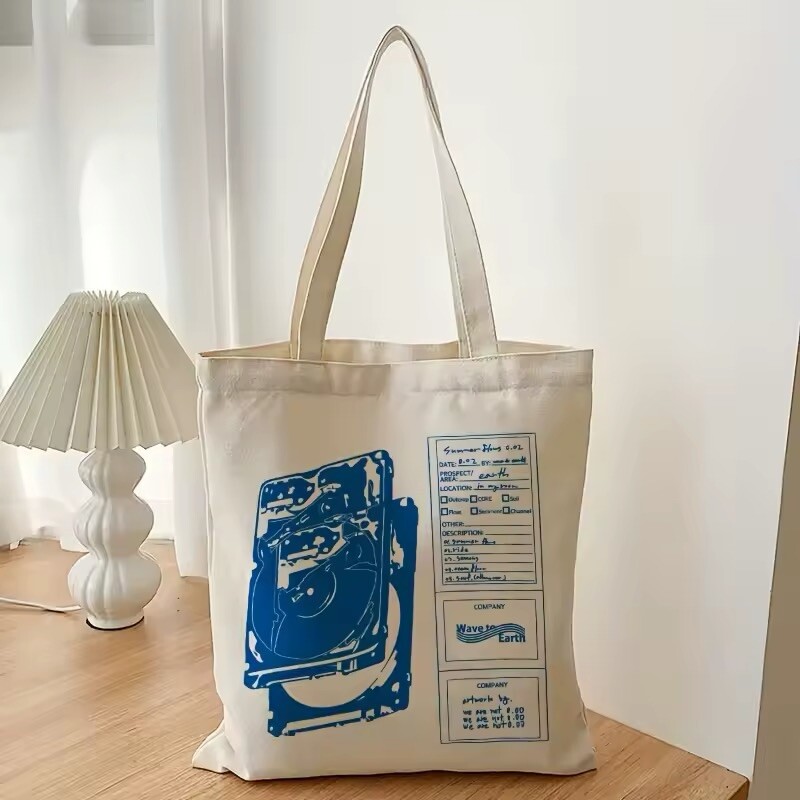Wave To Earth Retro Summer Flows Canvas Tote Bag