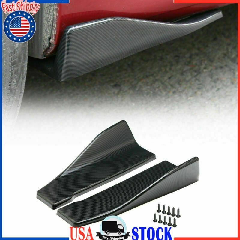 2pcs 35cm Carbon Fiber Rear Skirt Spoiler Lip Extension Winglets