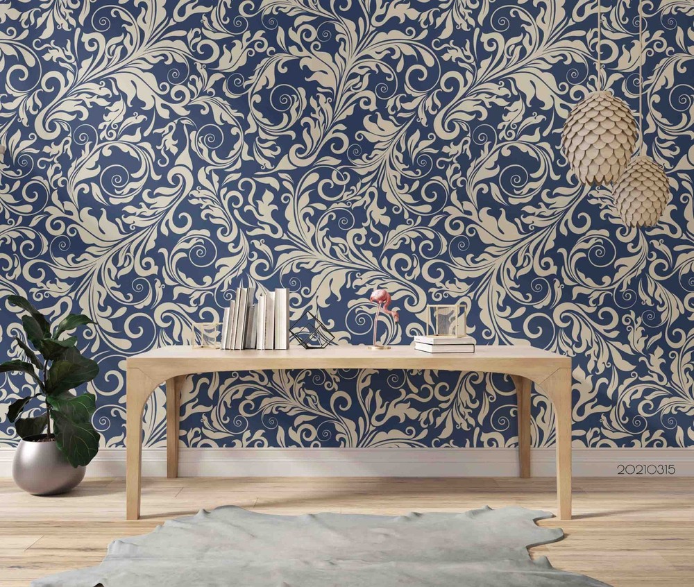 3D Baroque Style Leaf Pattern Wall Murals Wallpaper Murals Wall Sticker
