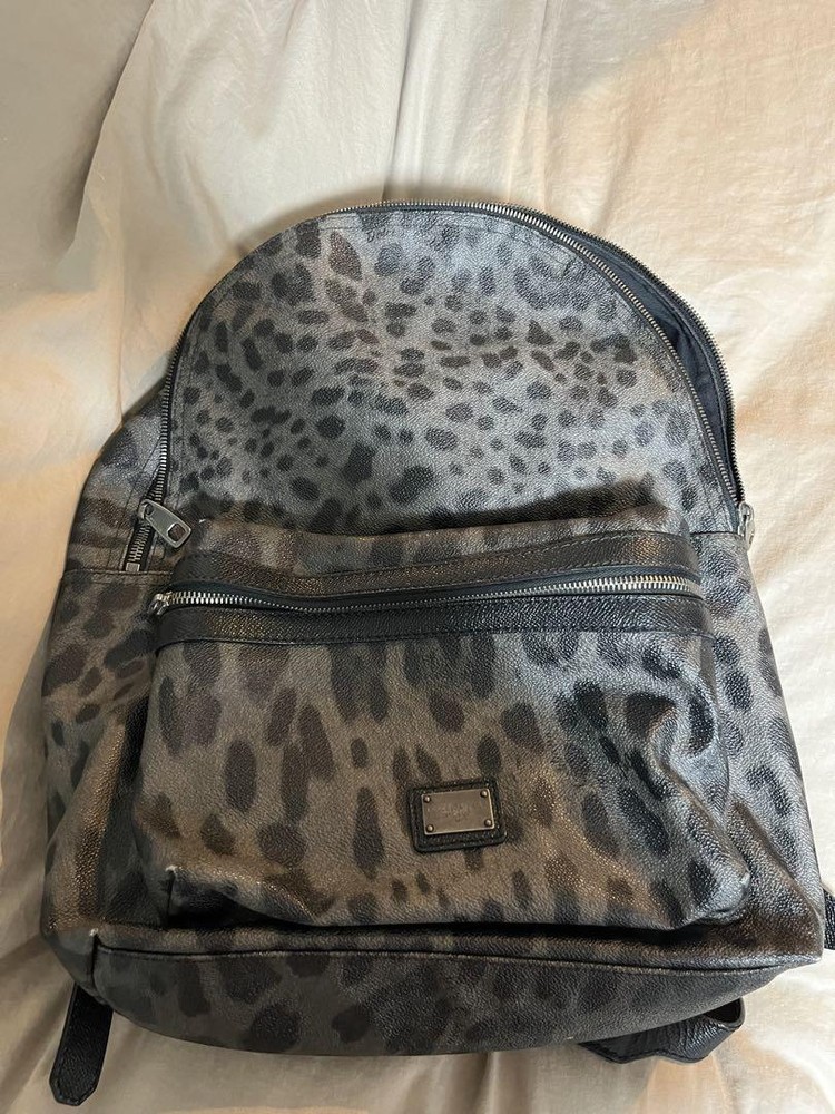 Dolce Gabbana Leopard Print Genuine Leather Backpack