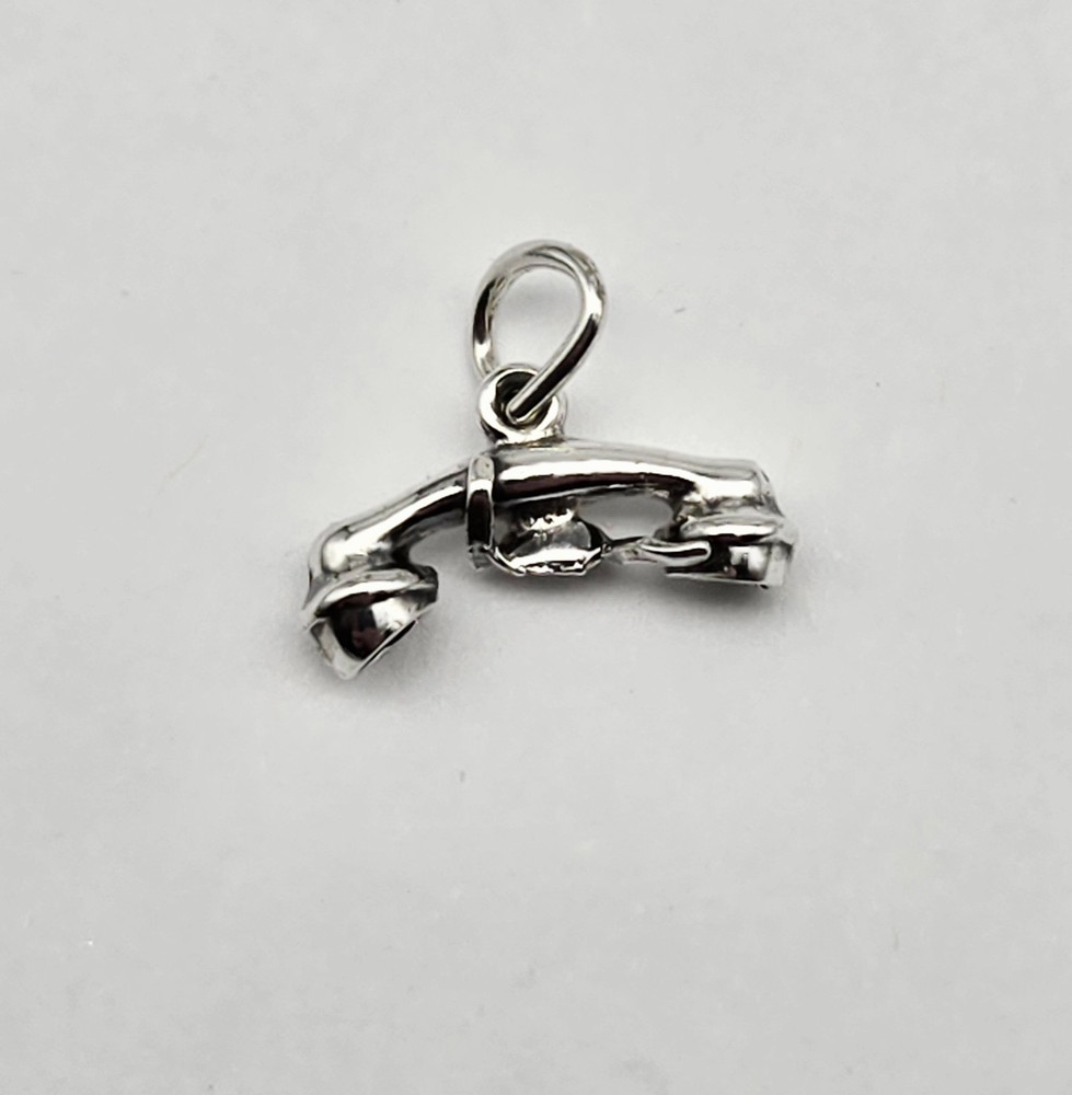 VTG Sterling Silver Rotary House Home Cord Phone Charm Pendant  - 0.6g