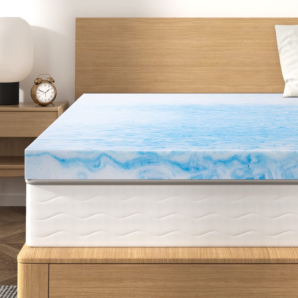 3 Inch Memory Foam Mattress Topper Queen Size, Gel Infused Swirl Memory Foam ...