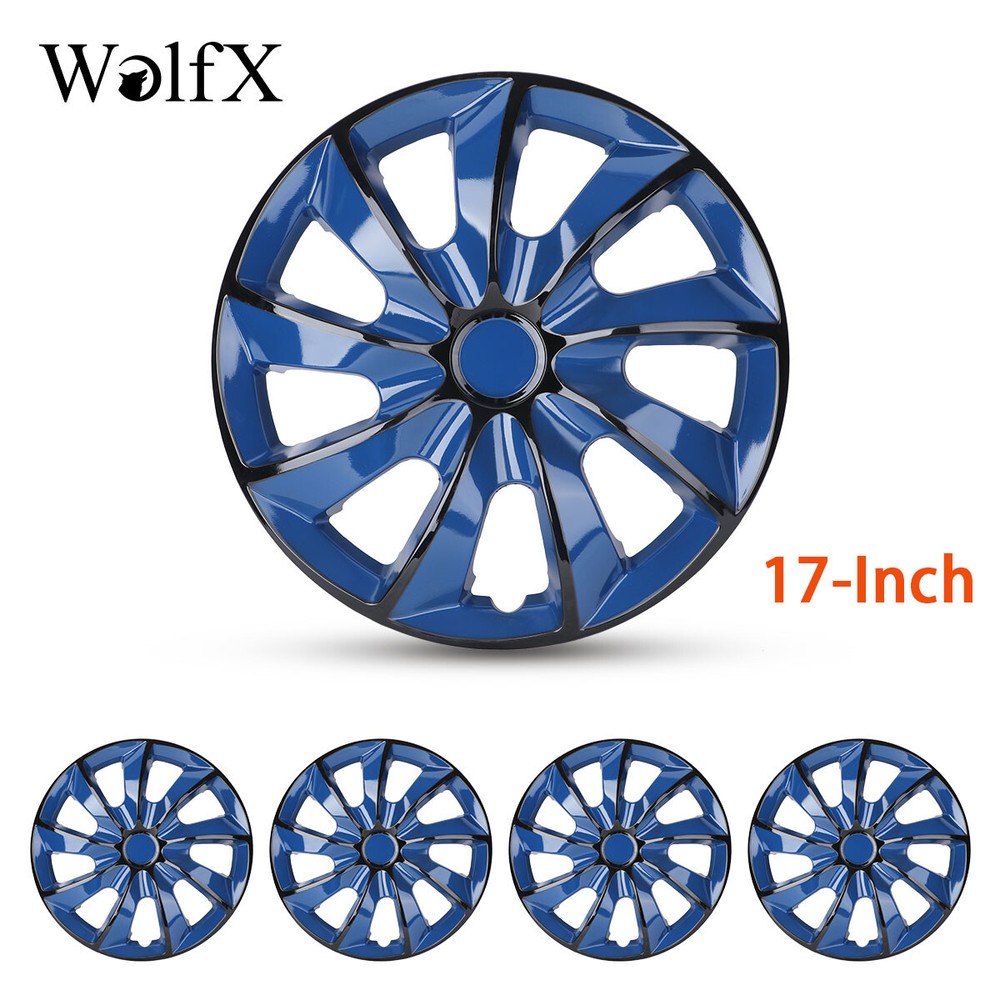 17-Inch Black & Blue Snap-On Wheel Covers for R17 Steel Rims ABS Hub Caps