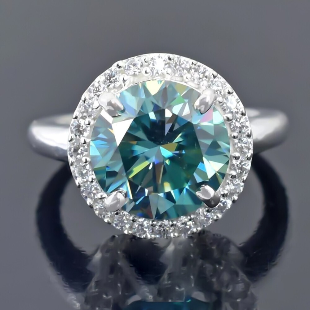4.40 Ct Blue Diamond Ring 925 Silver July Birthday Gift for Her Sparkling Look