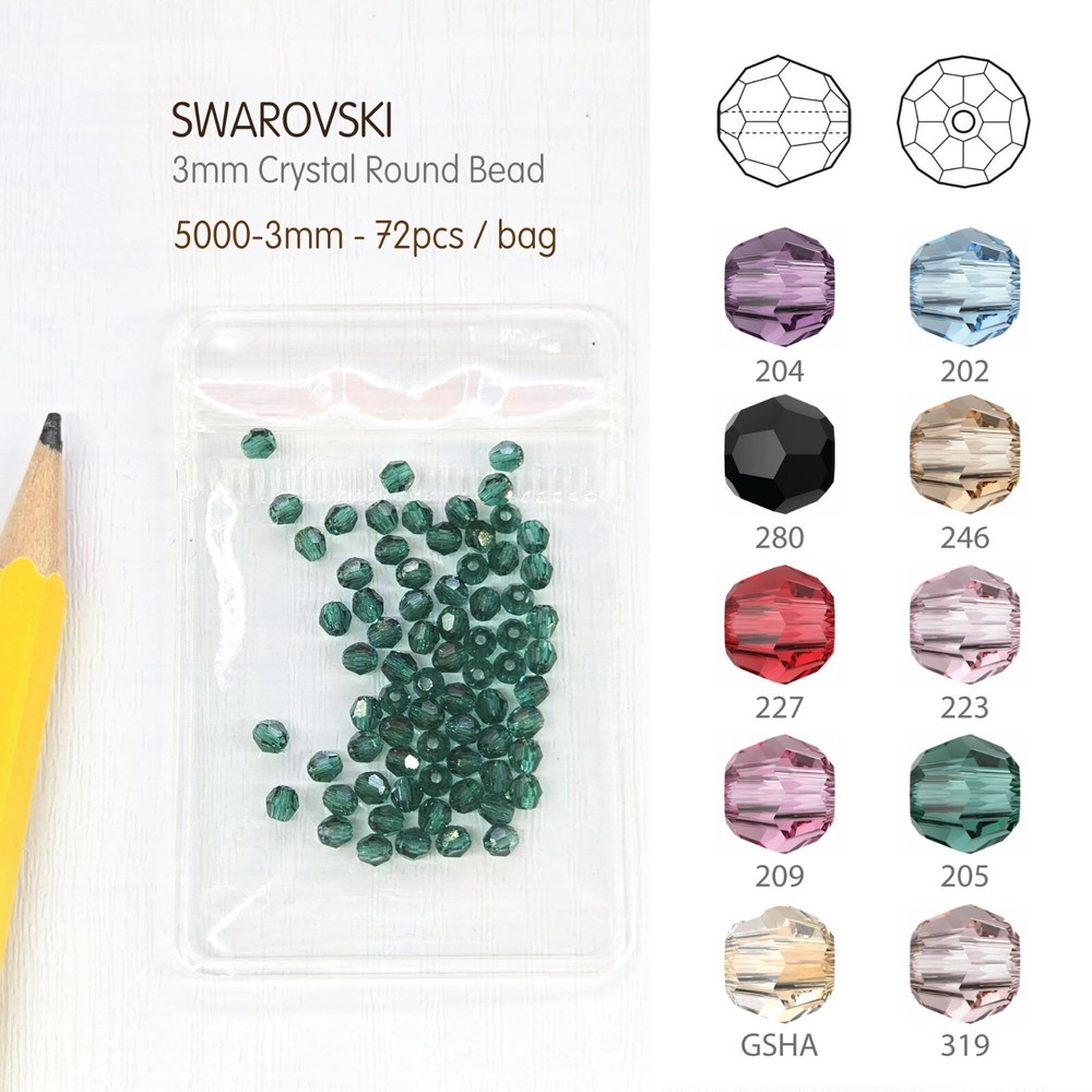 Swarovski 3mm 72pcs Round Crystal Beads in Your Choice of Color #5000