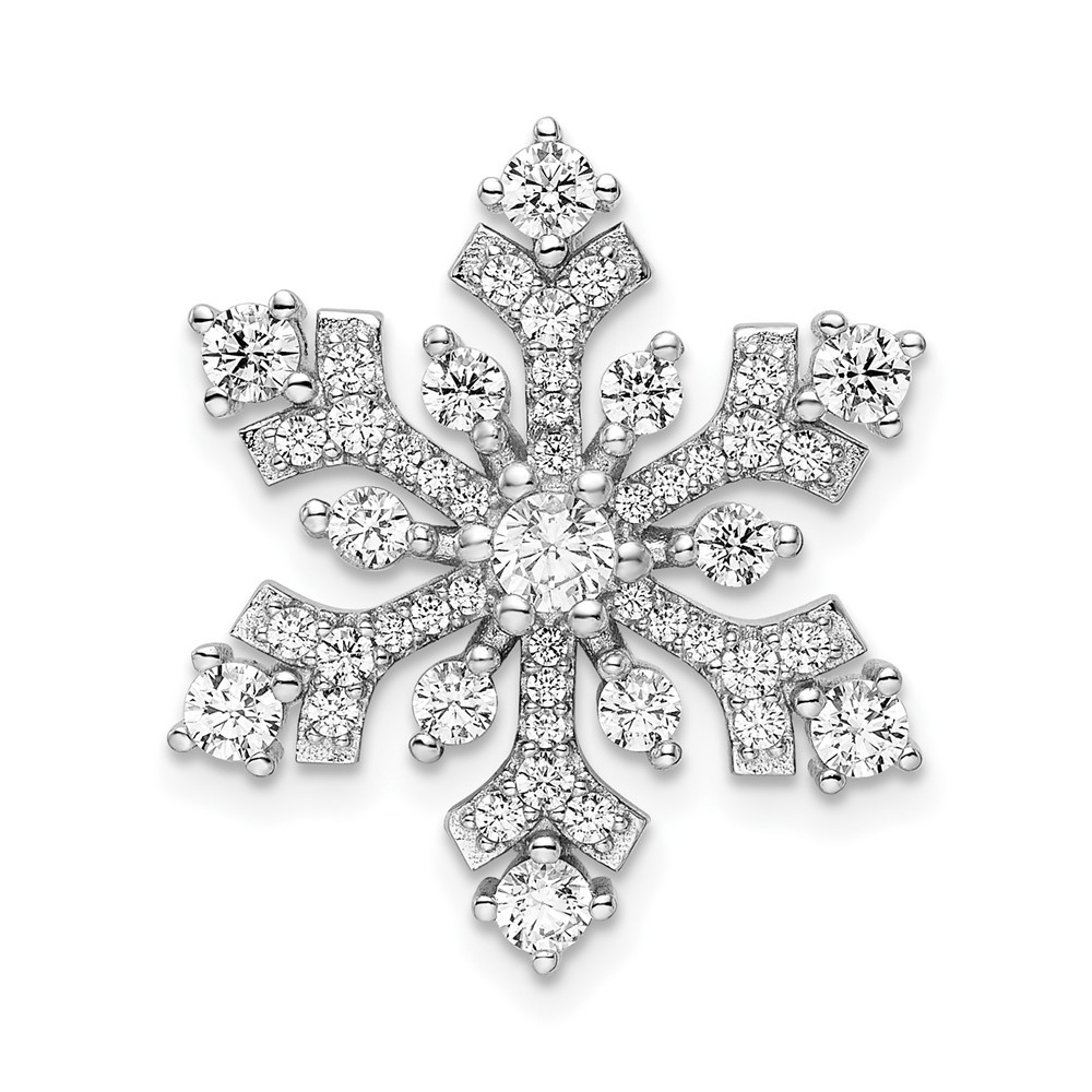 Sterling Silver Rhodium-plated Cubic Zirconia Snowflake Slide Pendant 3.42gm