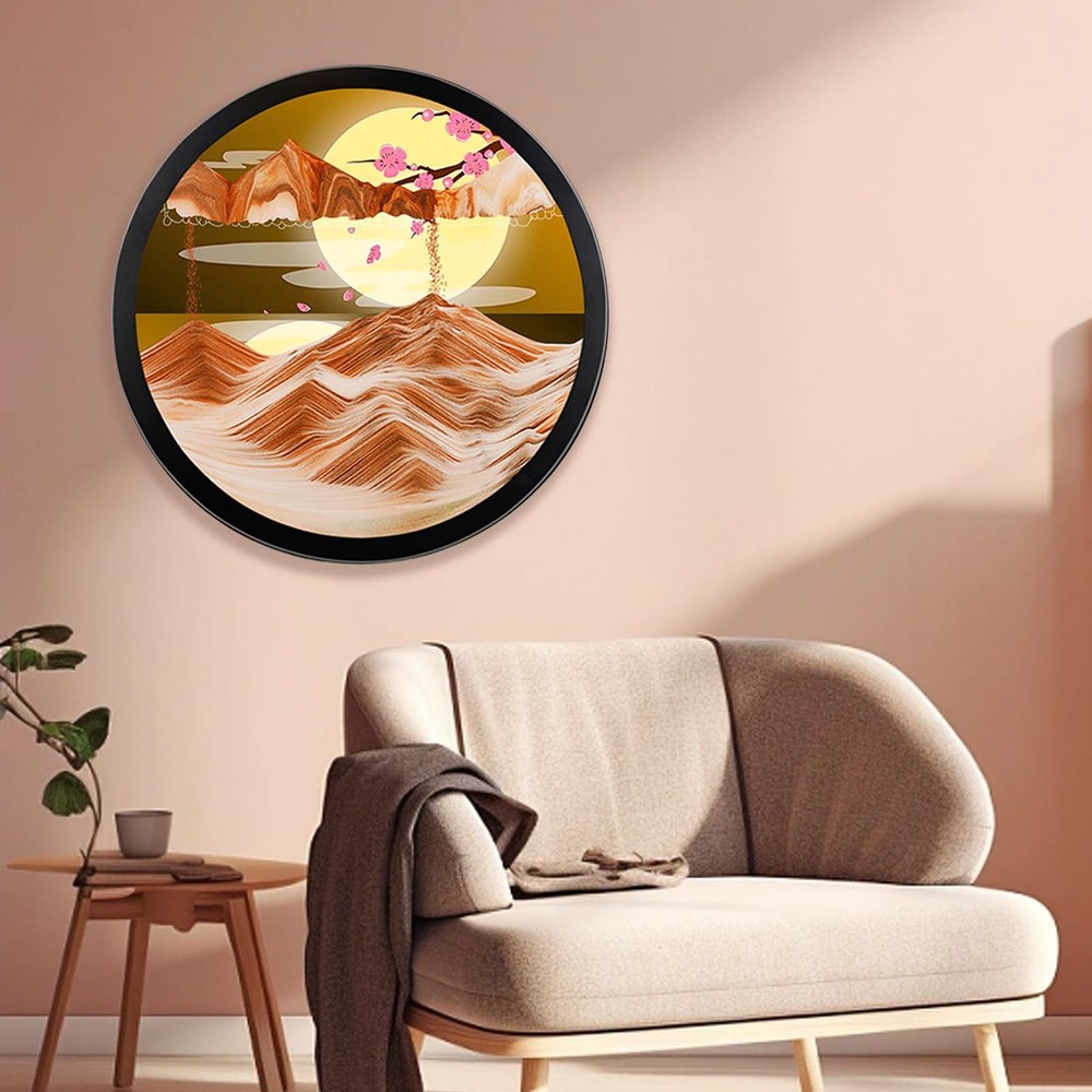 23.6 Inch Rotating Sand Art Wall Sculpture with LED Lights