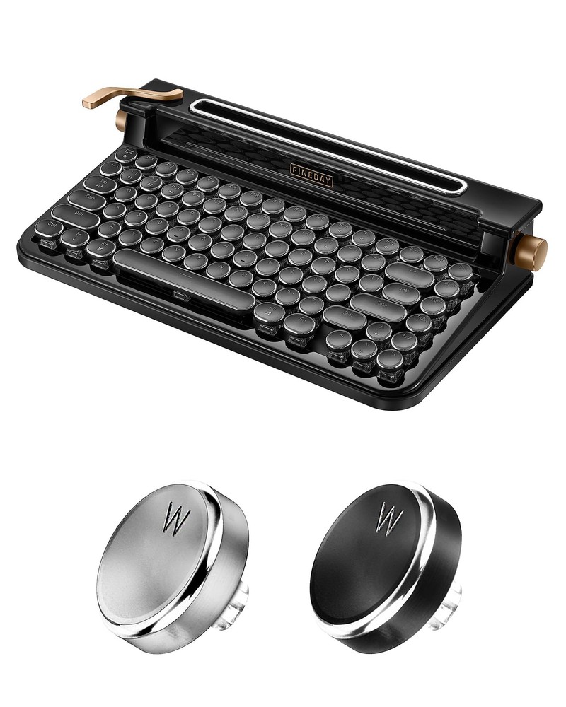 FINEDAY Retro Blue Switch Mechanical Keyboard Typewriter Design Gaming Office