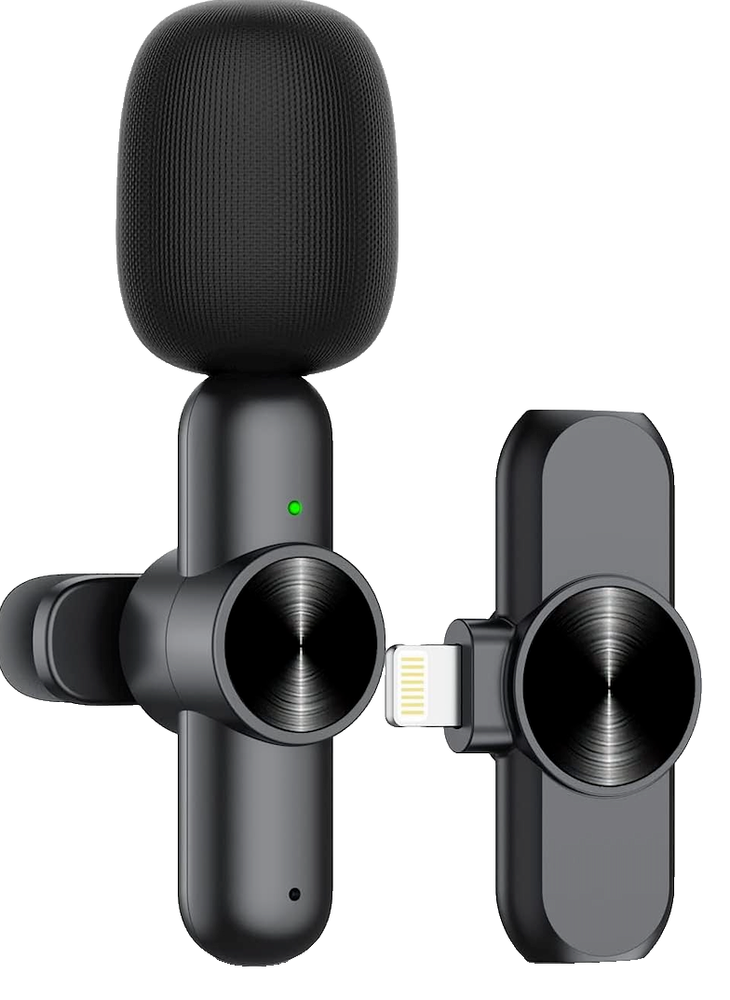 Wireless Lavalier Lapel Microphone for iPhone iPad - Professional Cordless Clip