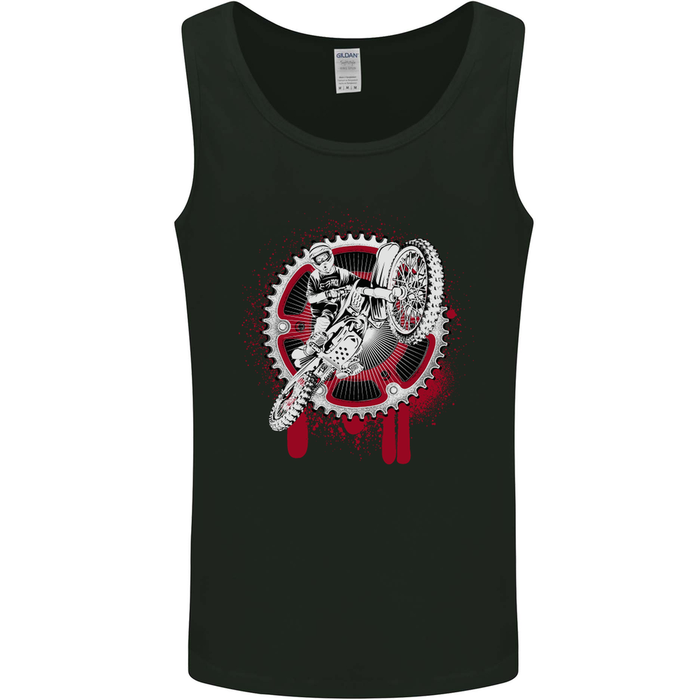 Motocross Bike on a Background of Gears Mens Vest Tank Top