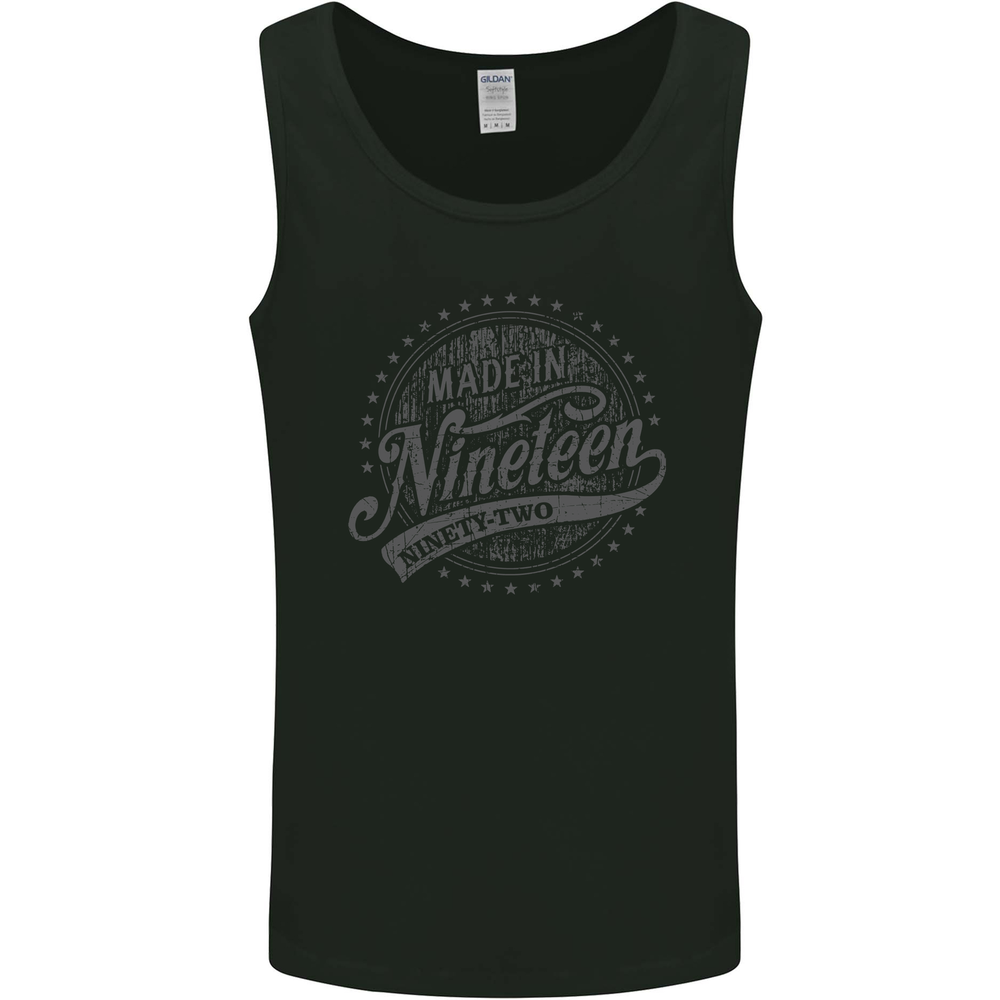 Distressed 33rd Birthday Made In 1992 Mens Vest Tank Top Black