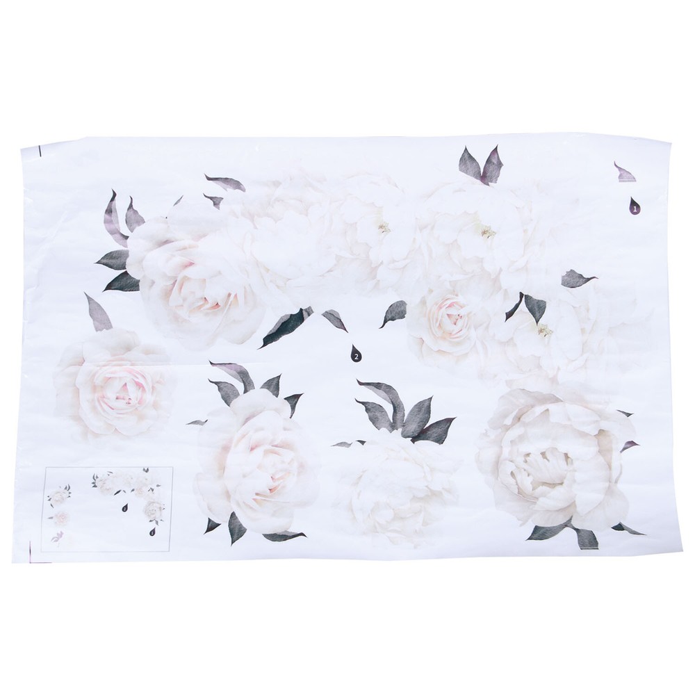 White Peony Rose Flowers Blossom Kid Wall Sticker Home Nursery Decor Baby1502