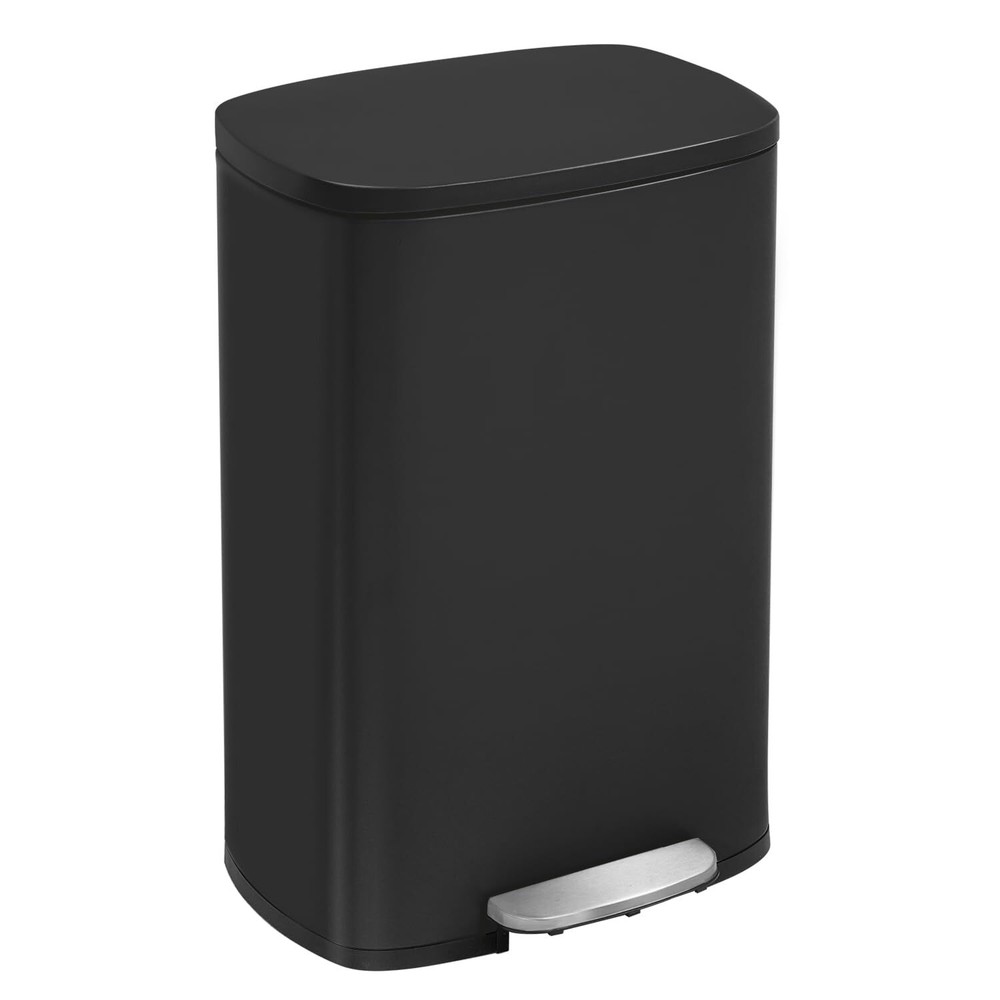 Kitchen Trash Can with Lid for Office Bedroom Bathroom Step Trash Bin Fingerp...