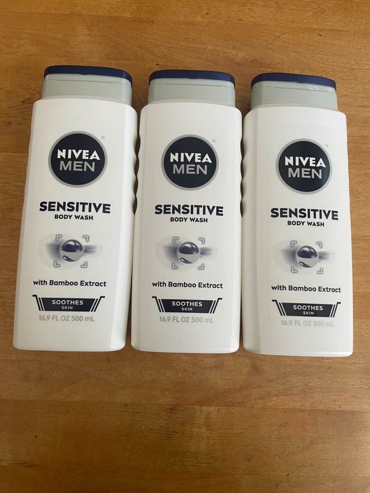 Nivea Men Sensitive Skin Body Wash 16.9 oz 3-Pack