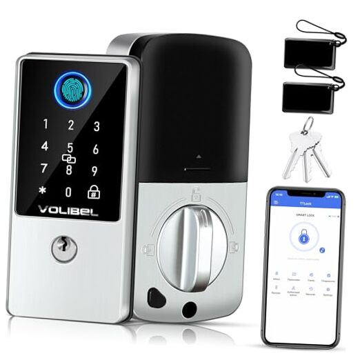 Smart 7-in-1 Keyless Entry Door Lock with Fingerprint Remote & Voice Control