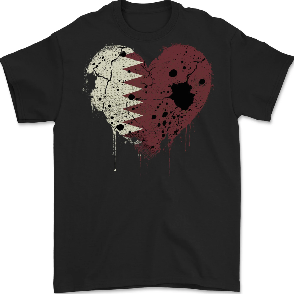 Love Qatar Flag Qatari Day Football Mens T-Shirt 100% Cotton