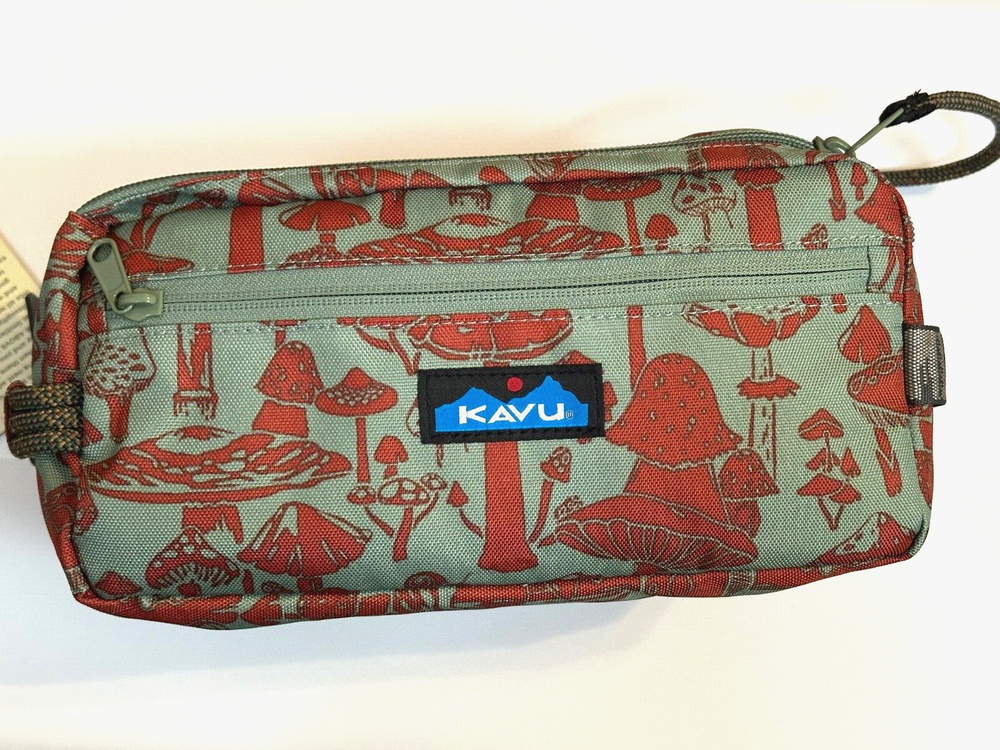 Kavu Grizzly Kit Wallet in Far Out Forage Design with Mushroom Print