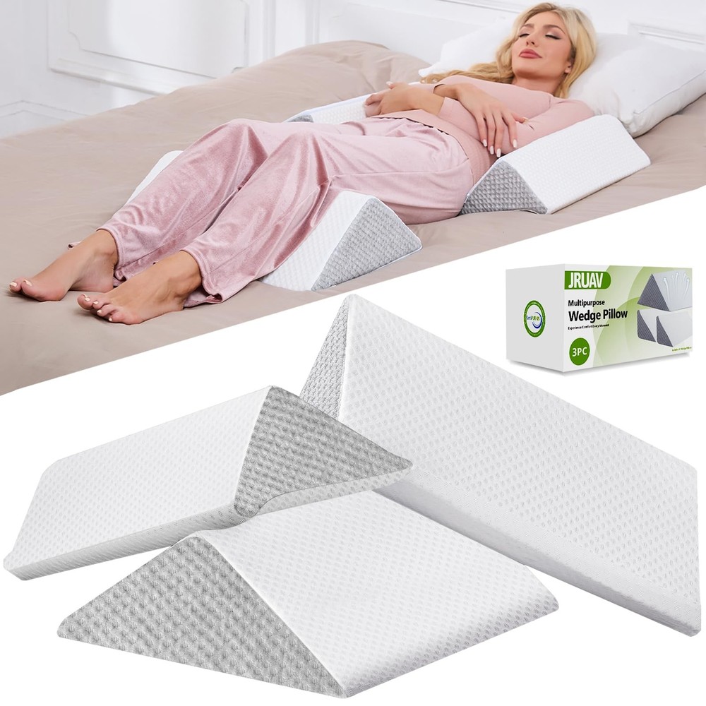 3-in-1 Wedge Pillow for Back Pain Relief & Comfortable Sleeping  