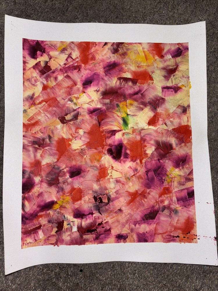 Red Pink Abstract Real Oil Painting On Canvas 9”x11”