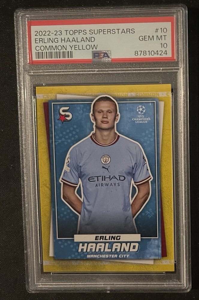 2022-23 Topps UEFA Superstars Erling Haaland Yellow PSA 10 Gem Mint Card