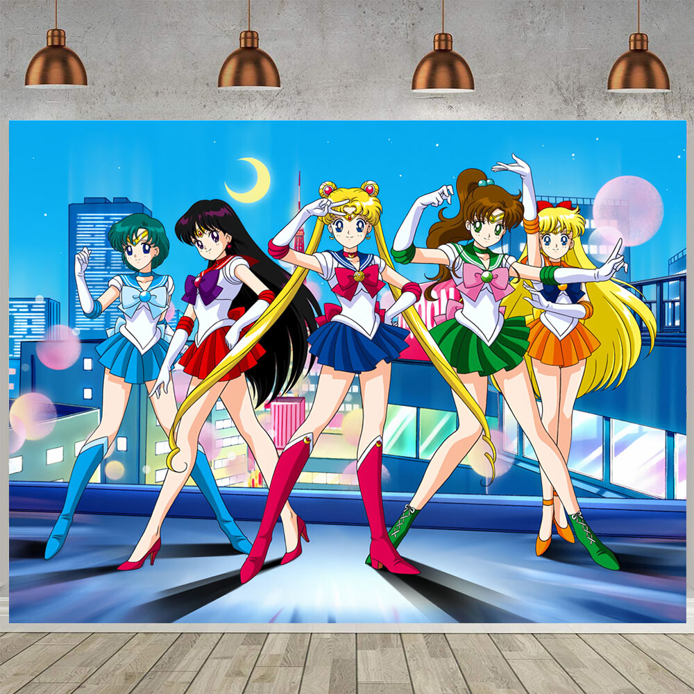 Sailor Moon Party Supplies Birthday Banner Backdrop Poster Vinyl for Kids