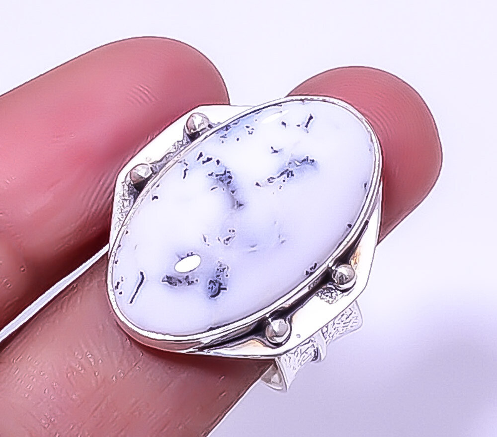 Dendritic Opal Gemstone 925 Sterling Silver Designer Artisan Ring s.9 R7923-12 A