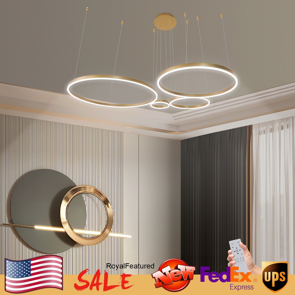 Modern Pendant Light LED Chandeliers Ceiling Fixtures Remote Control Dining Room
