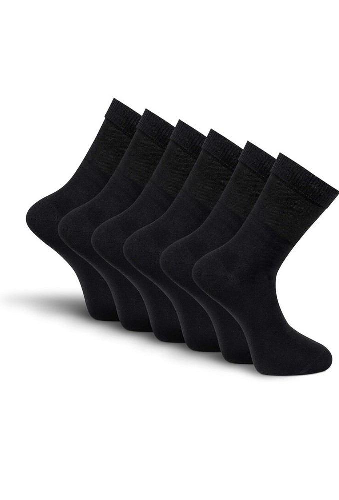 6 Pairs Multipack Bamboo Mens Socks, Black Socks Size 6-8