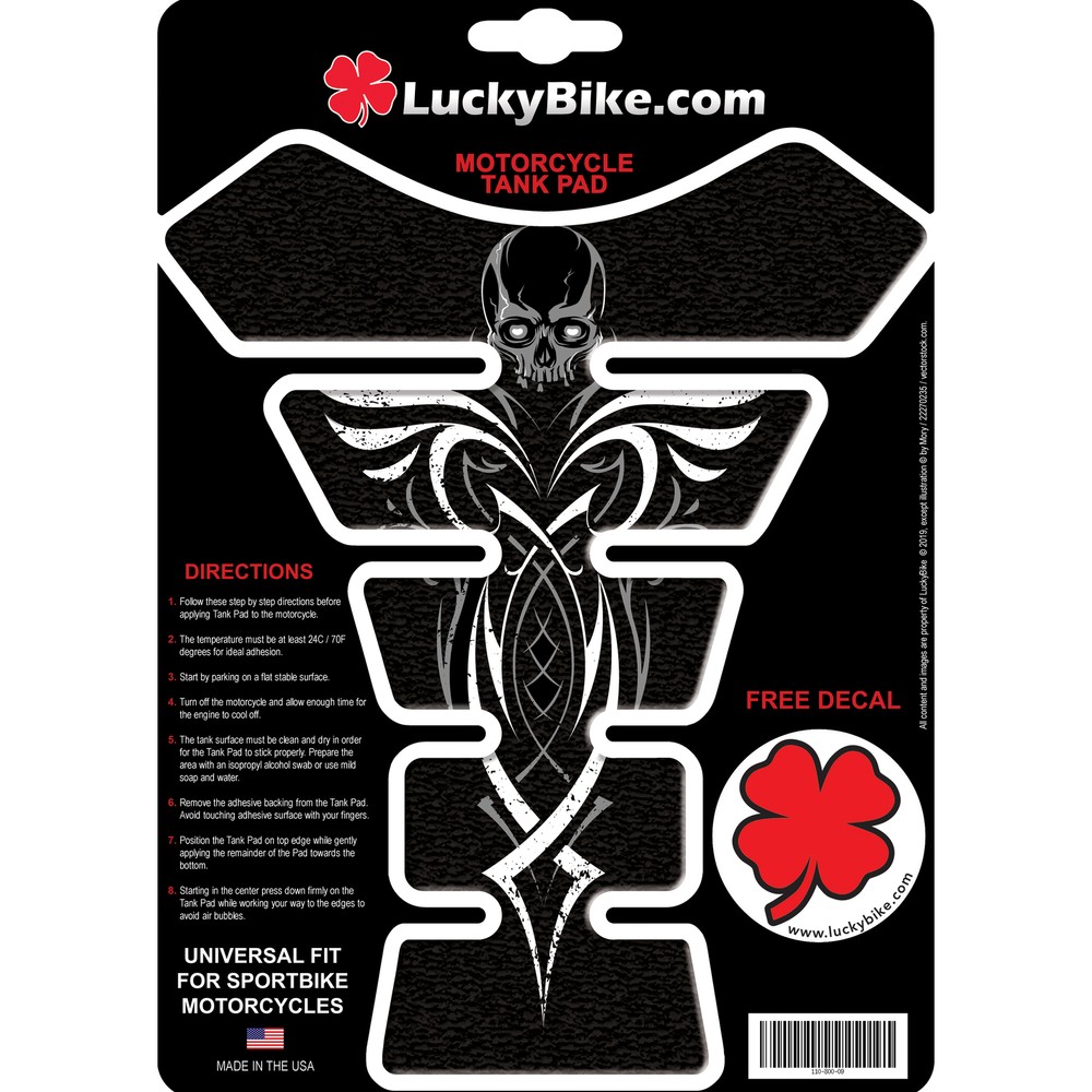 Skully Segmented Gas Tank Pad Plain Universal Ninja ZX Sticker Protector Scratch