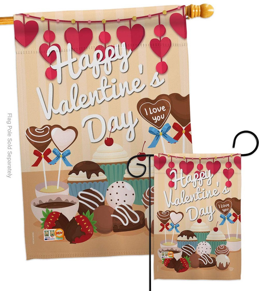 Sweet Valentine's Day Garden Flag Set with Romantic Heart Couple Design