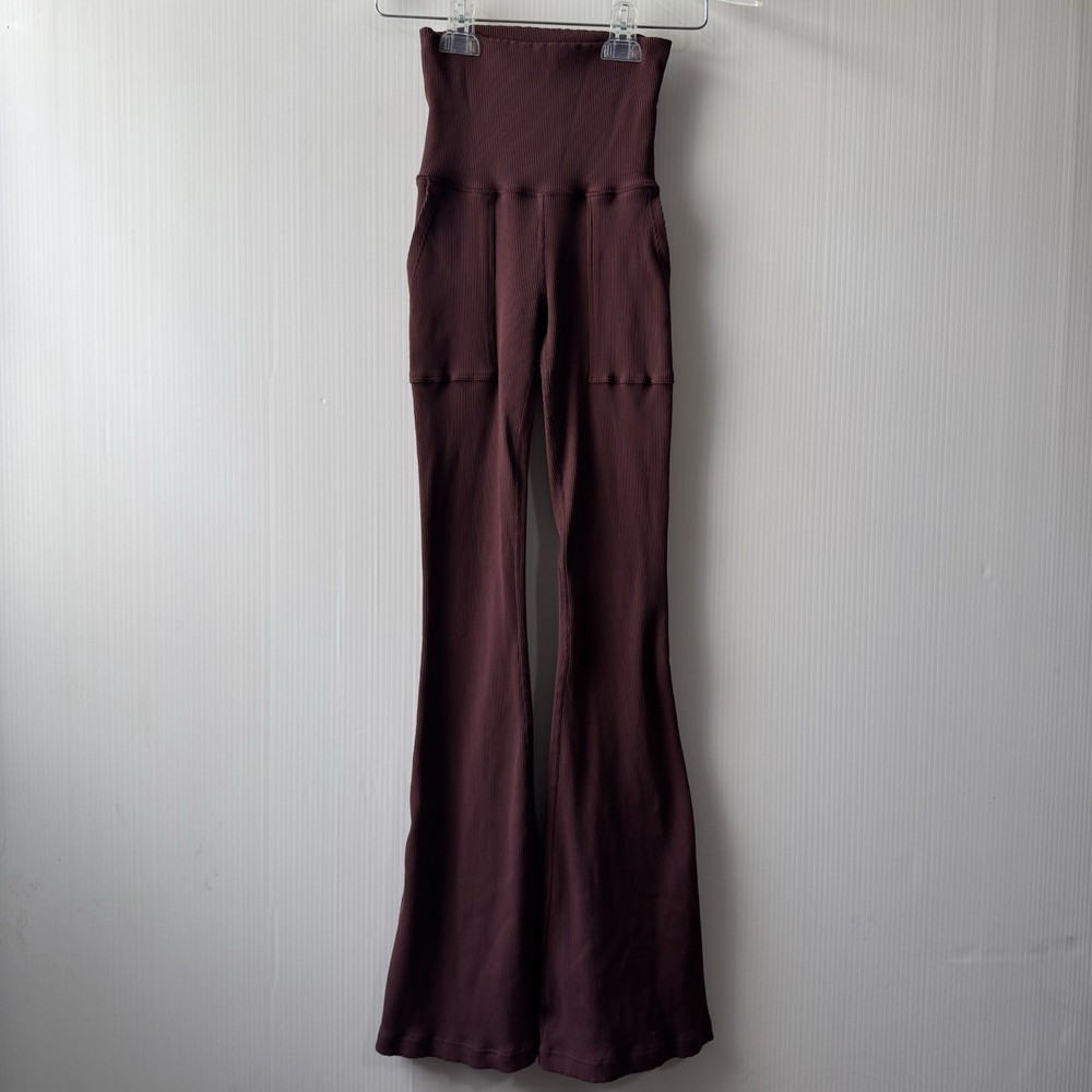 Aerie Maroon Rib High Waisted Flare Leggings Size M Medium Offline Collection