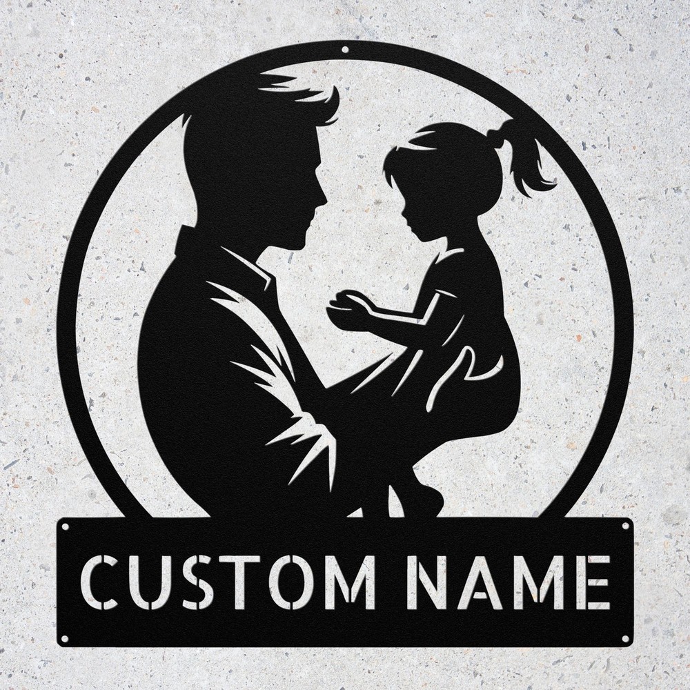 Custom Father Daughter Metal Sign Personalized Dad Daughter Wall Art Gift