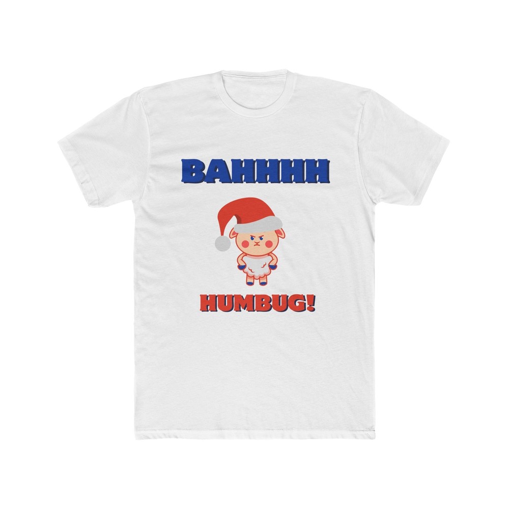 Christmas Sheep Bahhhh Humbug Tee, Men's Shirt, Cotton Crew Tshirt, Santa