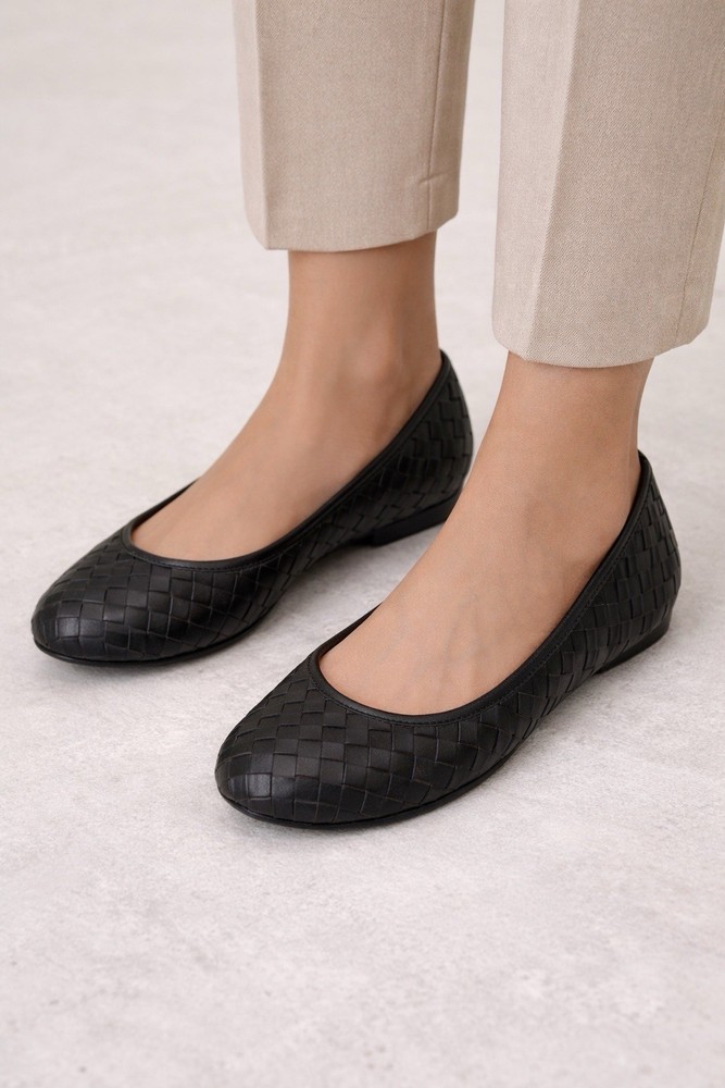 Easy Spirit Dayanna Black Woven Ballet Flats Square Toe Bow Accent Women 7.5 New