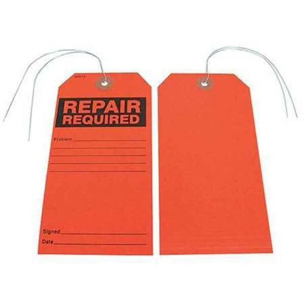 Badger Tag Repair Required Tag - Black / Red (25 Tags)