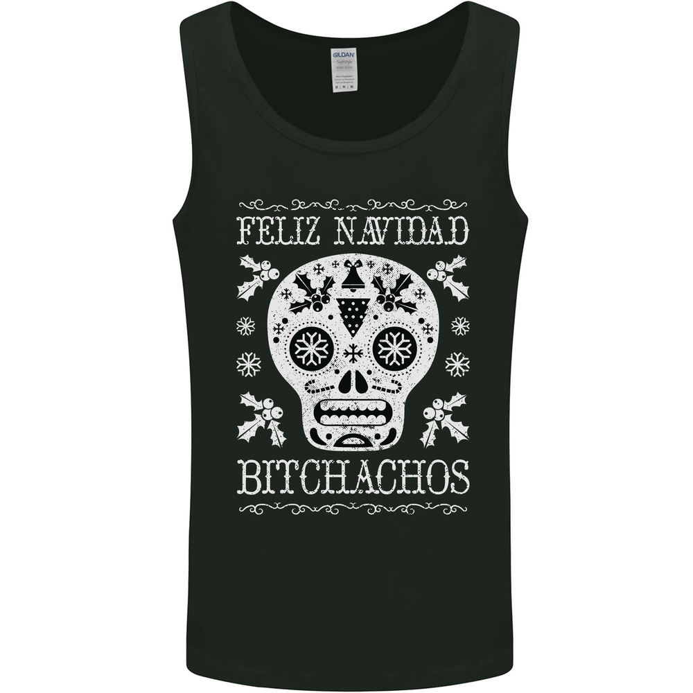 Feliz Navidad Sugar Skull Christmas Xmas Mens Vest Tank Top