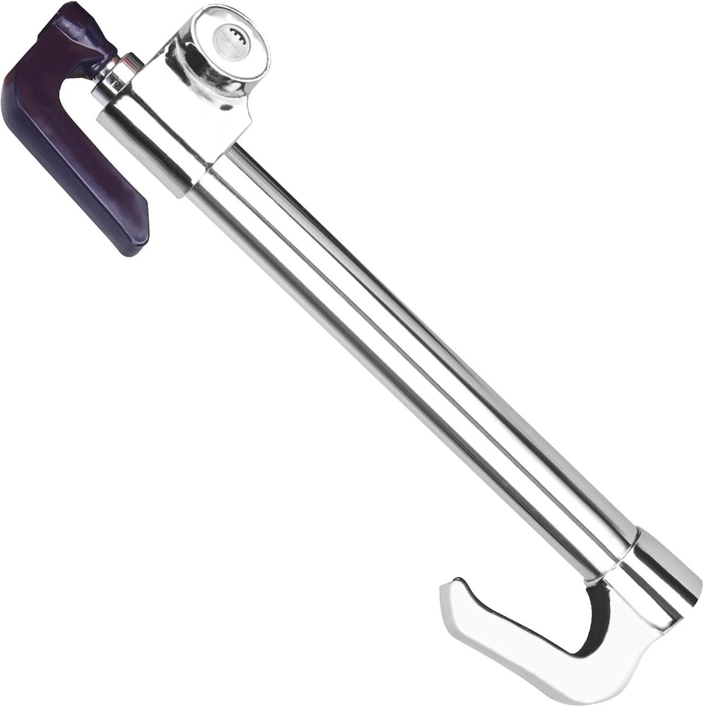 Lightweight Telescopic Car Lock - Premium Anti-Theft Solution in Polished Silver