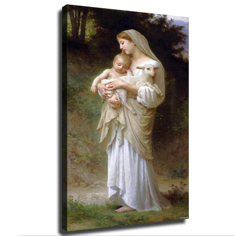 Innocence Virgin Mary Baby Jesus Lamb By William-Adolphe Bouguereau poster
